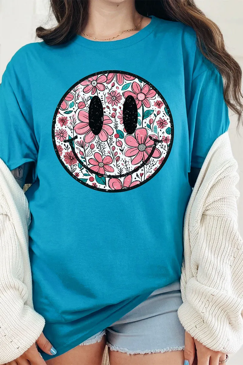 Daisy Flower Smile Short Sleeve Relaxed Fit T-Shirt