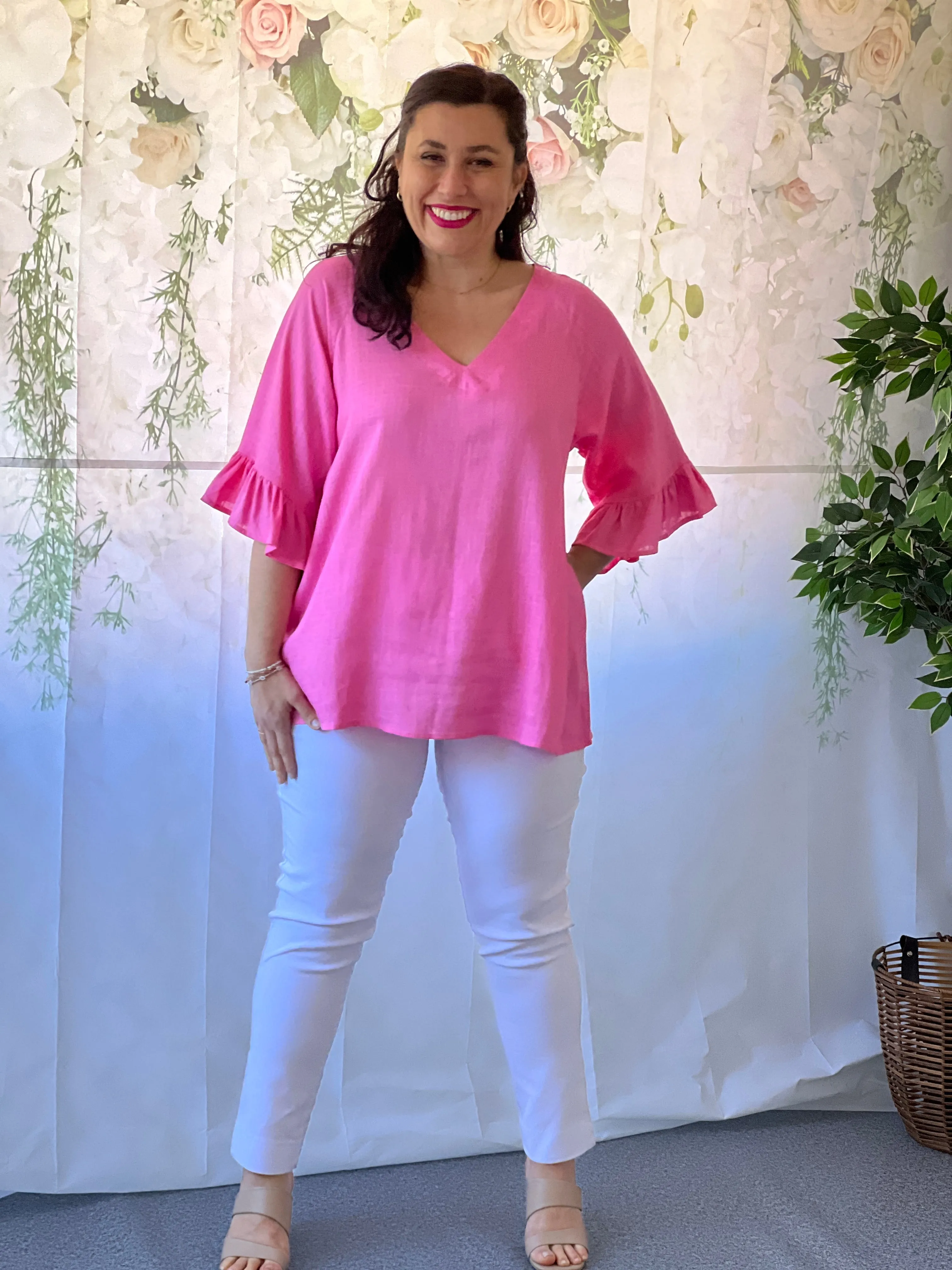 Dante Pink Linen Top