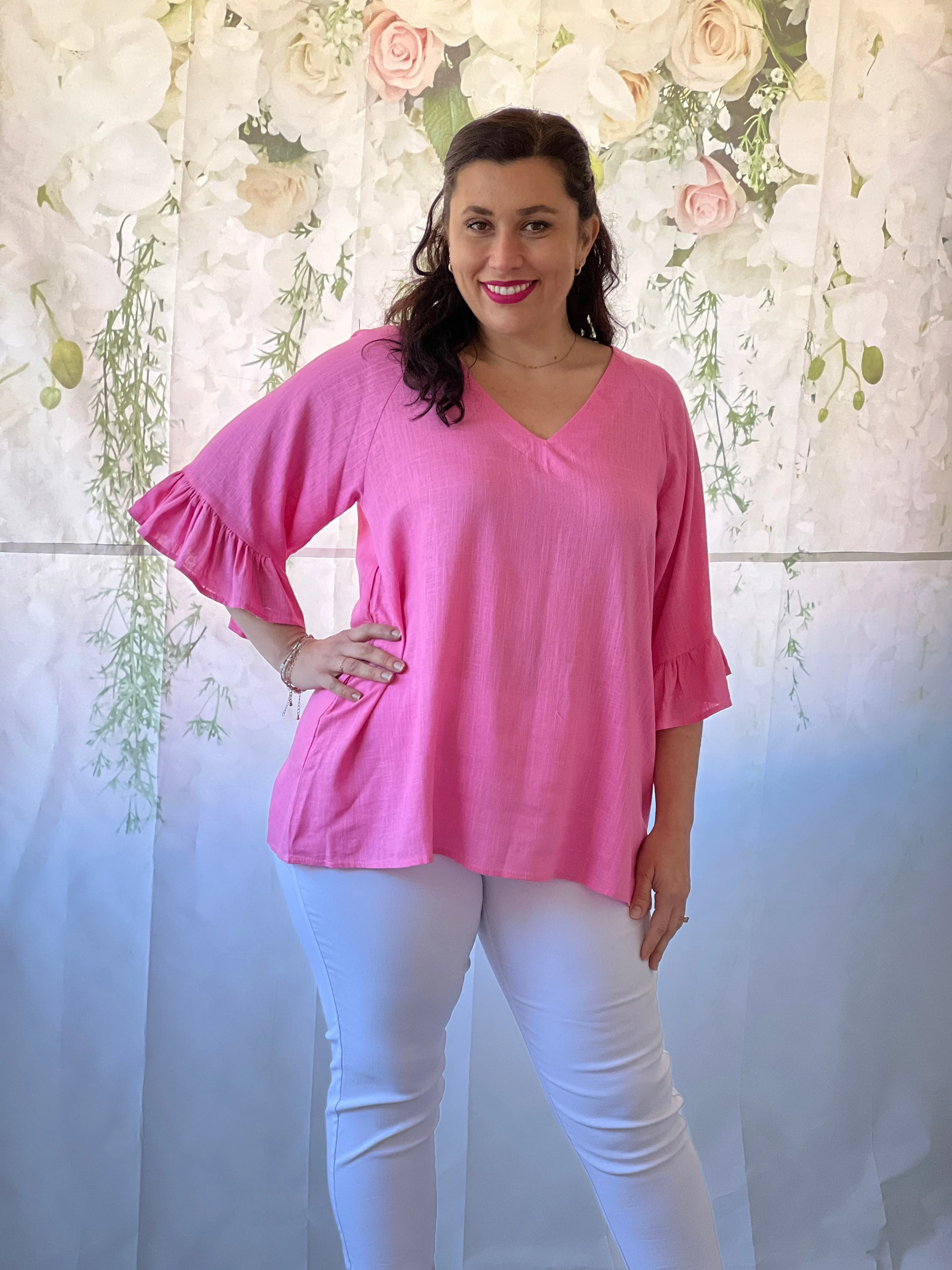 Dante Pink Linen Top