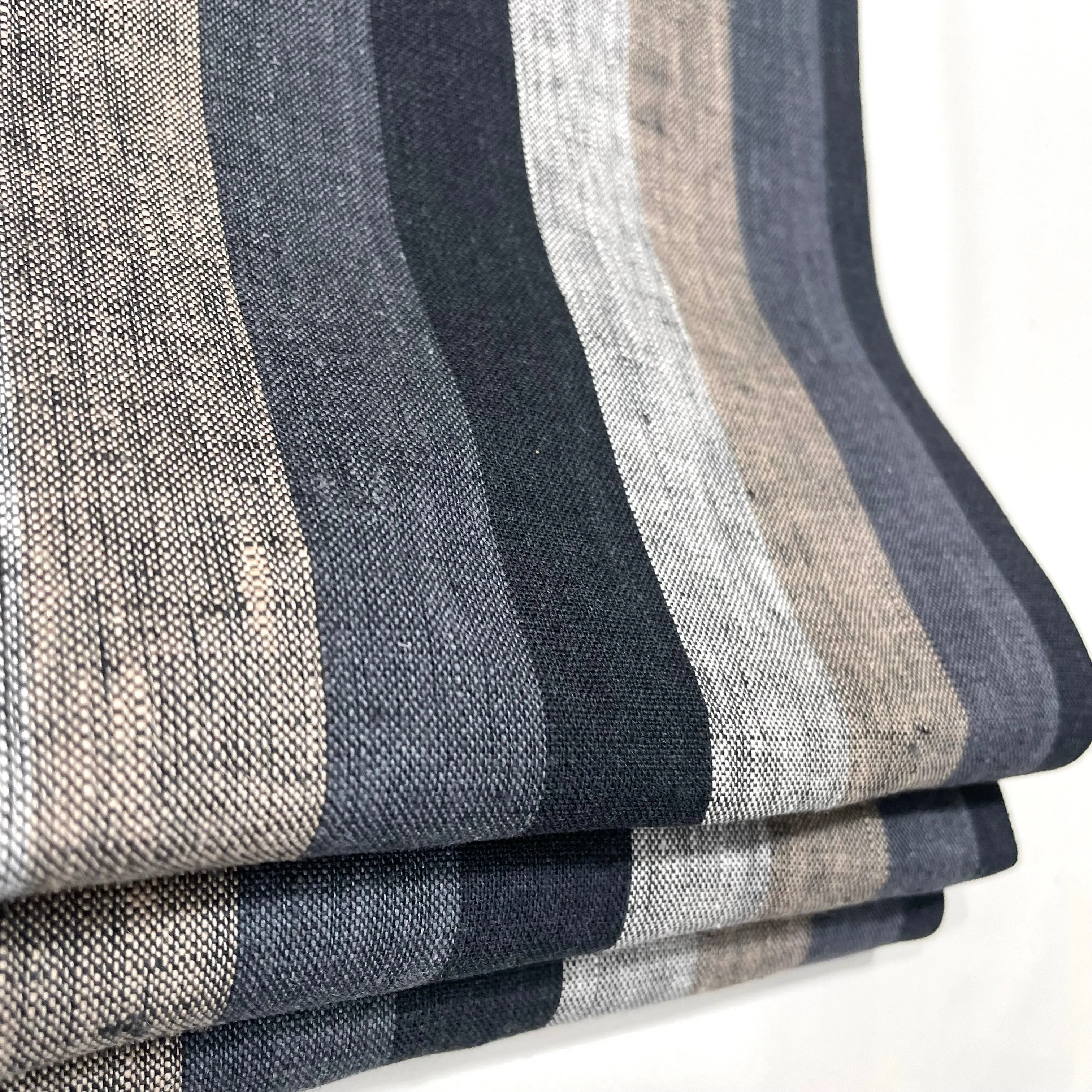 Dark Striped Multi Colors 100% Natural Linen Flat Relaxed Casual Roman Shade/CL1042
