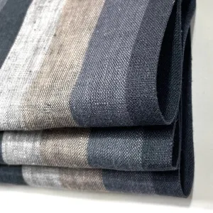 Dark Striped Multi Colors 100% Natural Linen Flat Relaxed Casual Roman Shade/CL1042