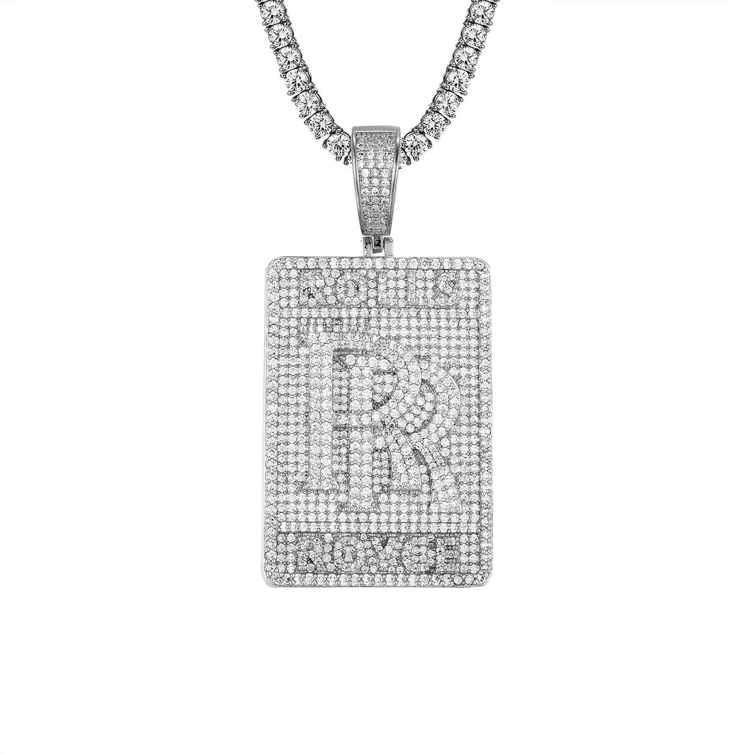 Designer Luxury Car Logo Custom DogTag Tennis Chain Military Rapper Set
