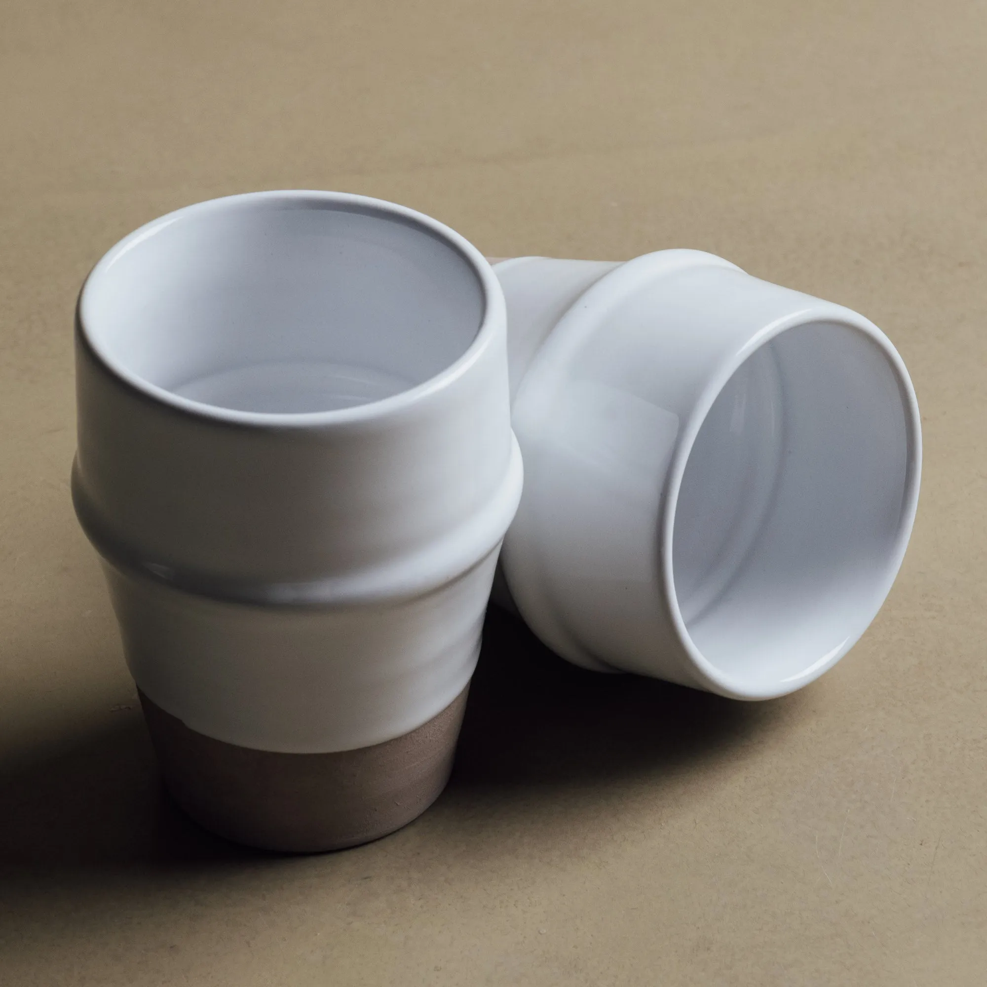 Earth Hues White & Taupe Gray Beldi Cup - Moroccan Dinnerware