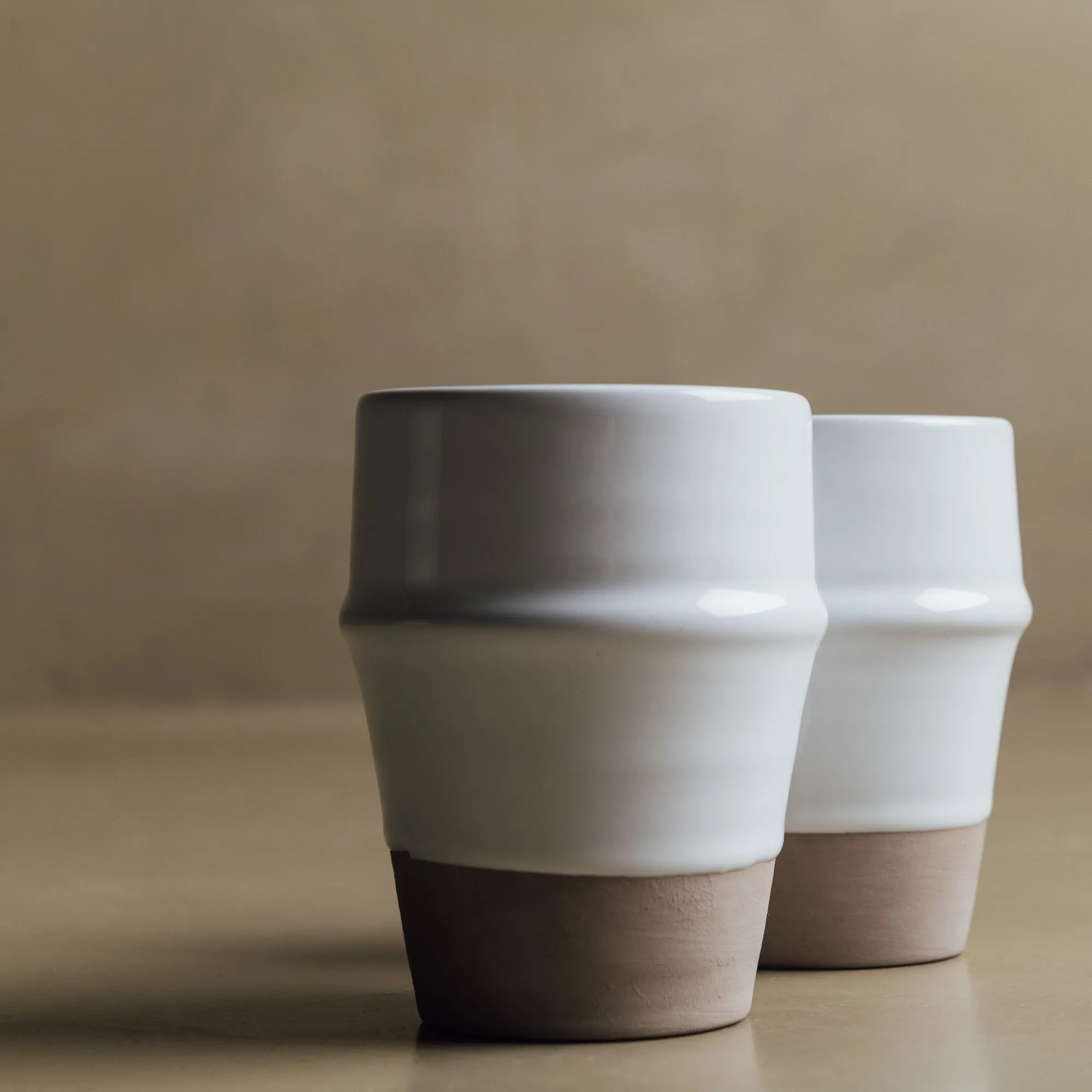 Earth Hues White & Taupe Gray Beldi Cup - Moroccan Dinnerware