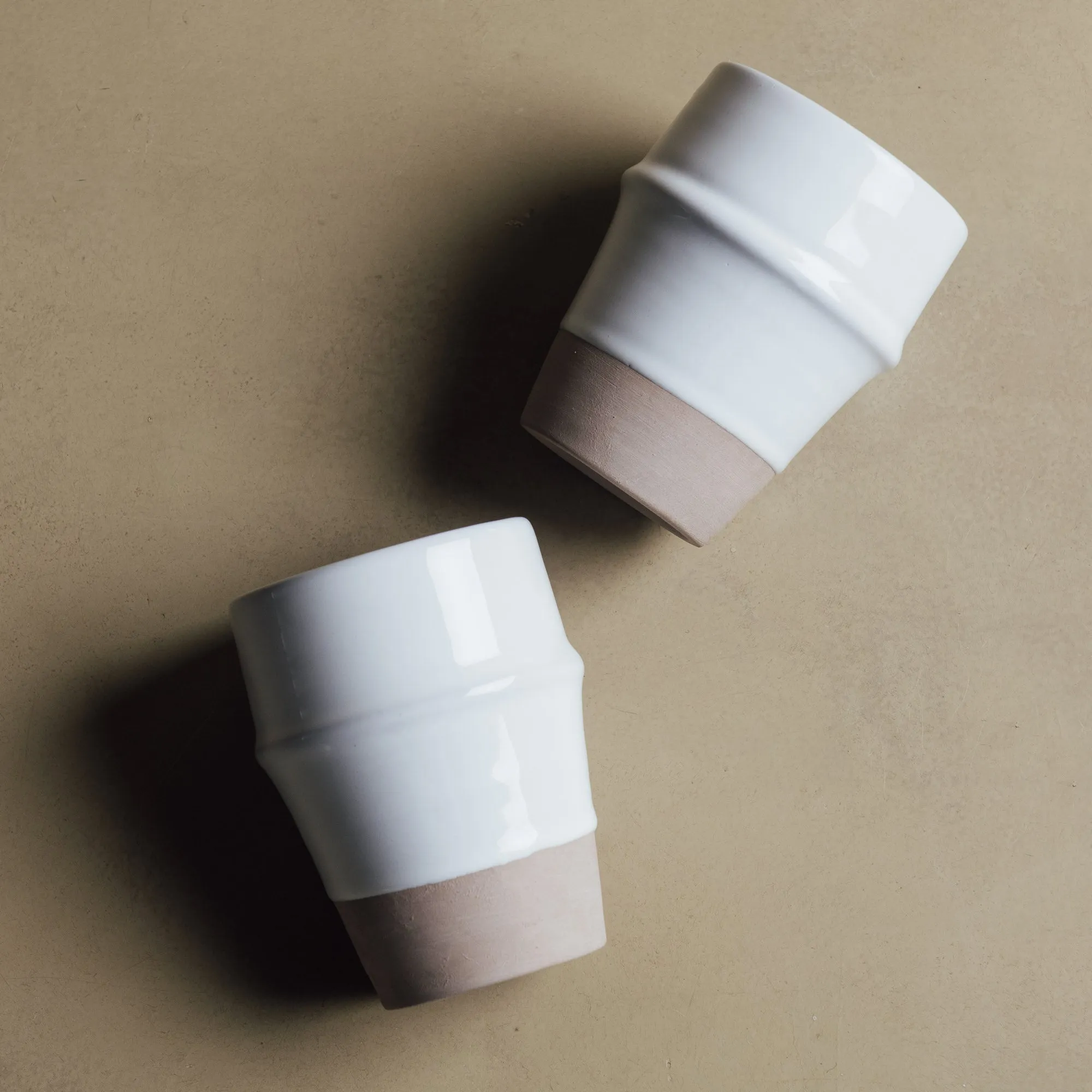 Earth Hues White & Taupe Gray Beldi Cup - Moroccan Dinnerware