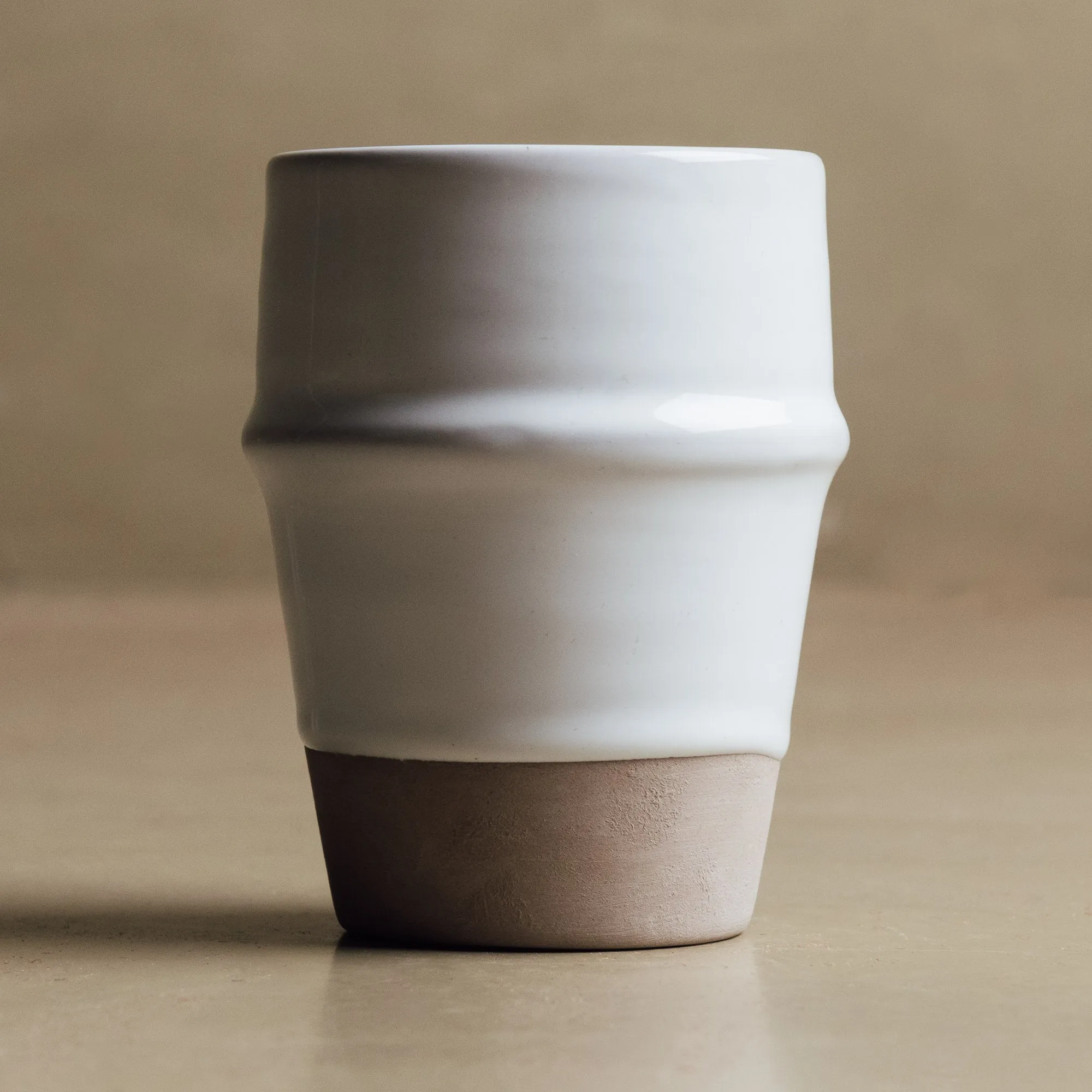 Earth Hues White & Taupe Gray Beldi Cup - Moroccan Dinnerware