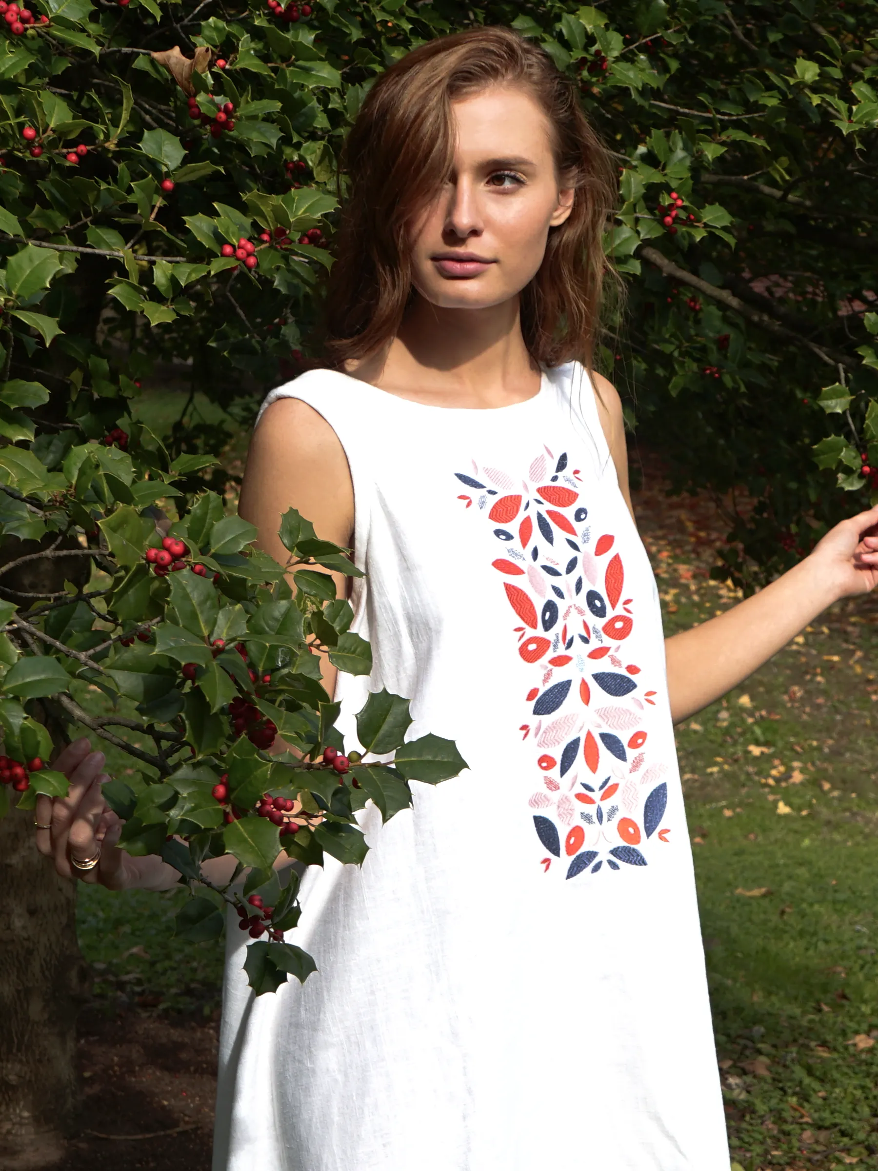 Embroidered Linen Dress