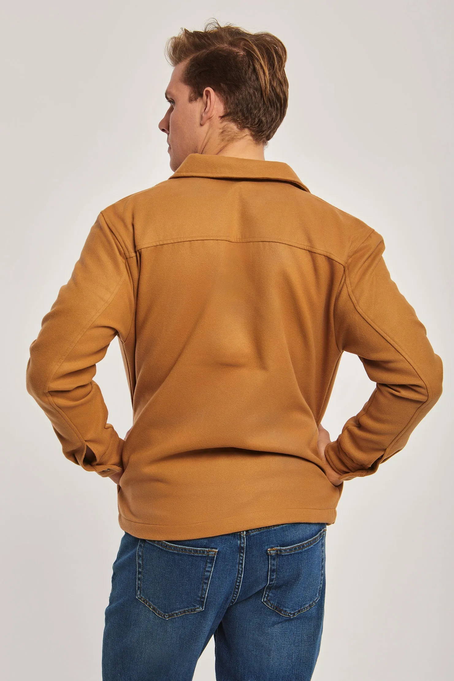 Fancy Long Sleeve Overshirt With Pockets Grey