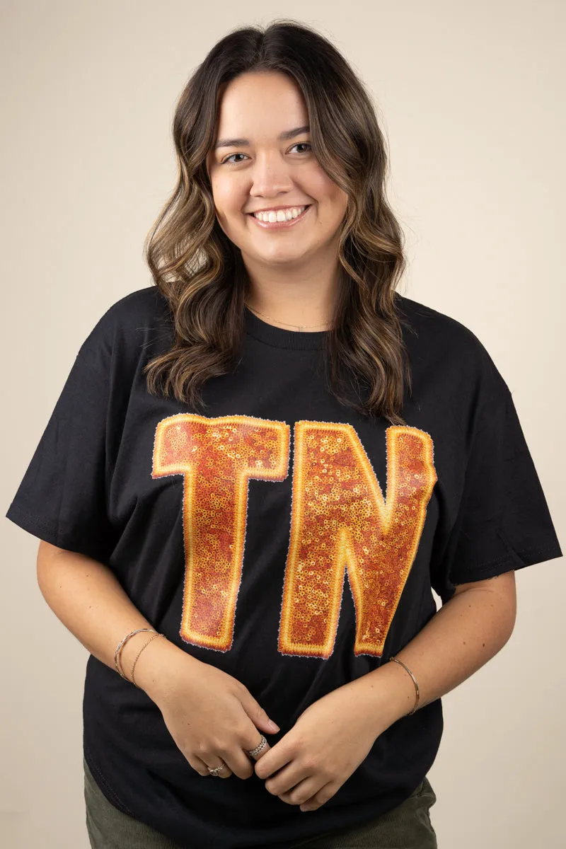 Faux Sequin TN Transfer Short Sleeve Relaxed Fit T-Shirt