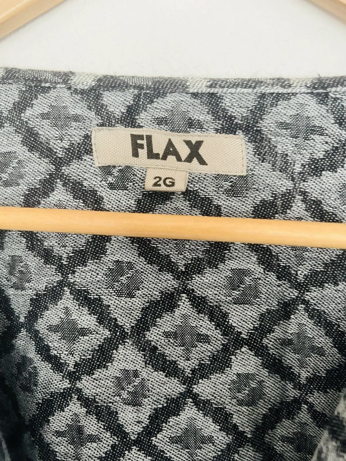 FLAX 100% Linen Jacket 2G Shifty Long Duster Gray/Silver Button Jacquard