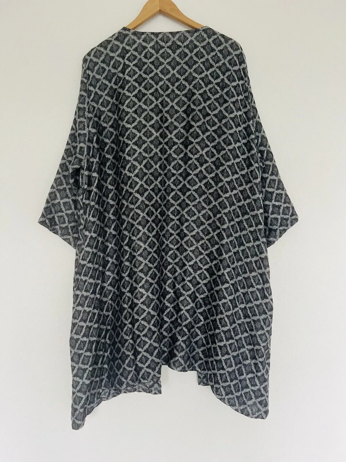 FLAX 100% Linen Jacket 2G Shifty Long Duster Gray/Silver Button Jacquard