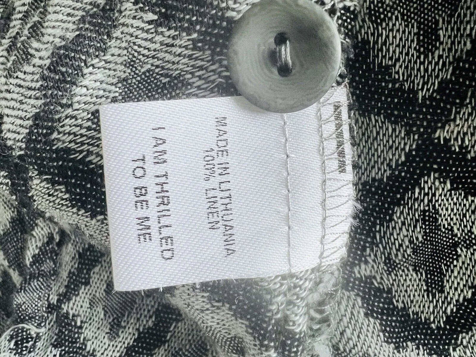 FLAX 100% Linen Jacket 2G Shifty Long Duster Gray/Silver Button Jacquard