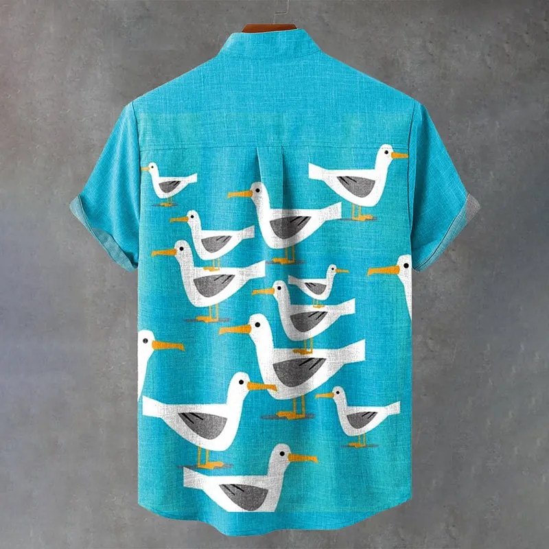 Flock of Seagulls Art Print Casual Short Sleeve Shirt