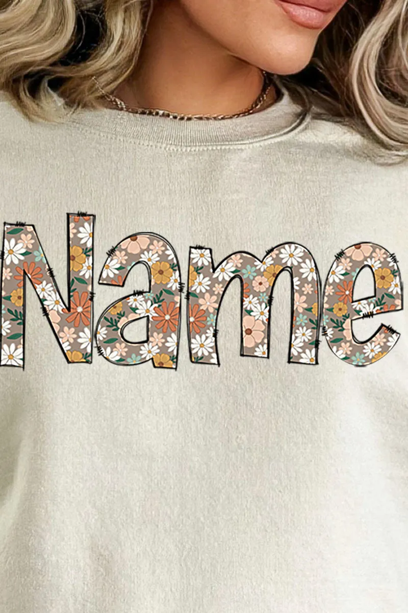 Floral Boho Custom Name Heavy-weight Crew Sweatshirt