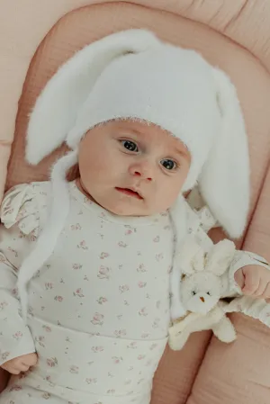 Fluffy White Bunny Ear Hat