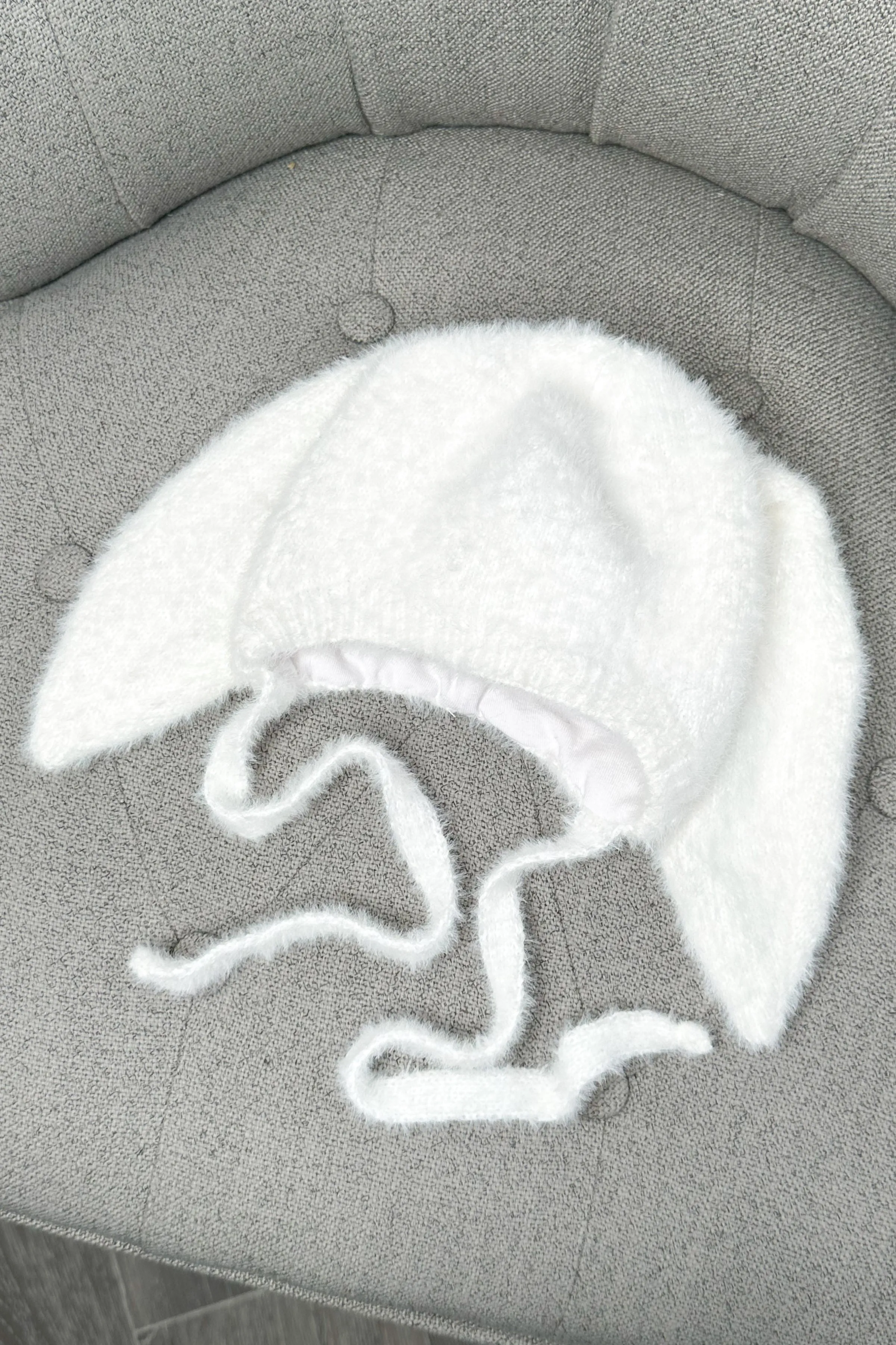 Fluffy White Bunny Ear Hat