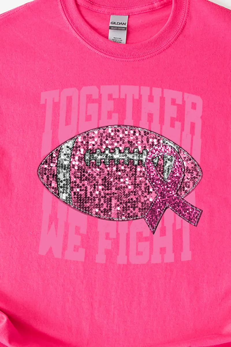 Football Together We Fight Pink Ribbon Short Sleeve Relaxed Fit T-Shirt