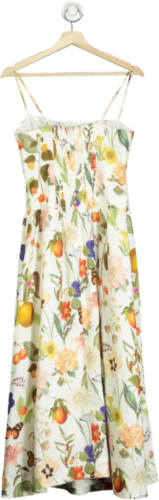 Forever New Cream Pure Linen Brooke Drop Waist Midi Dress UK 8