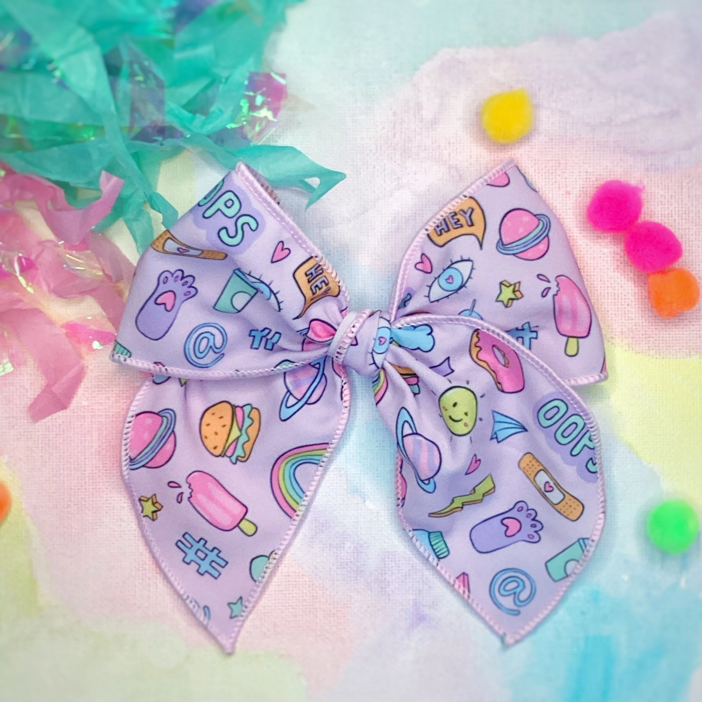 Funky Stickers Bow Strip and Scrunchie Collection