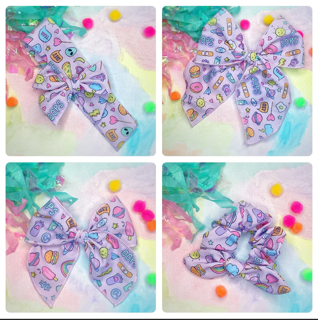 Funky Stickers Bow Strip and Scrunchie Collection