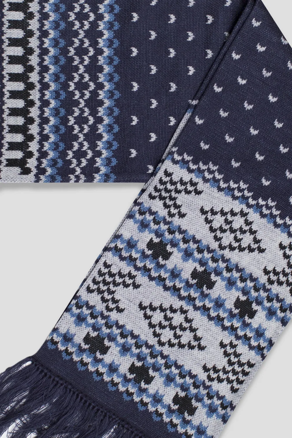 GANRYU FAIR ISLE SCARF NAVY WHITE BLUE