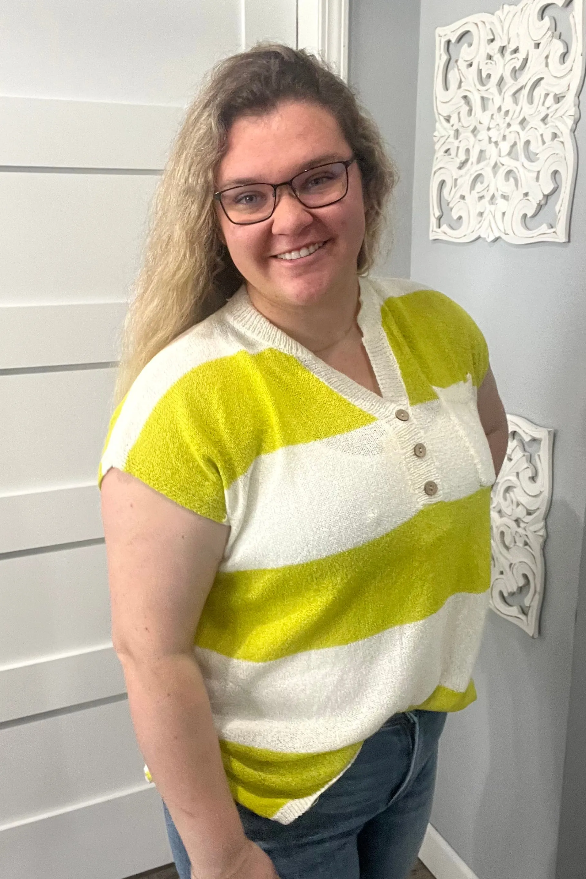 Georgia Striped Henley Sweater