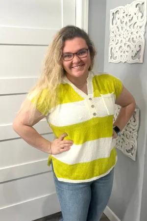 Georgia Striped Henley Sweater