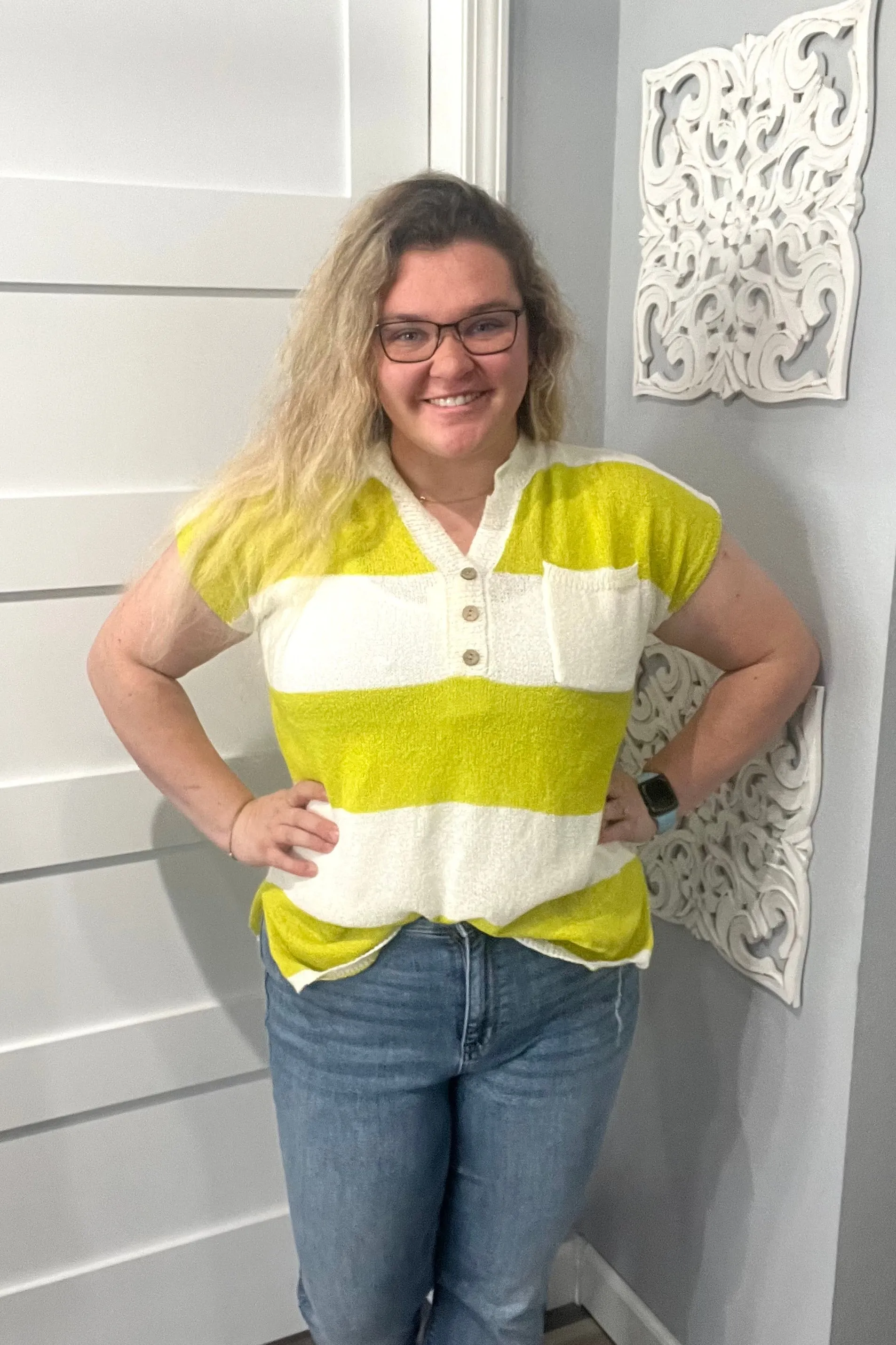 Georgia Striped Henley Sweater