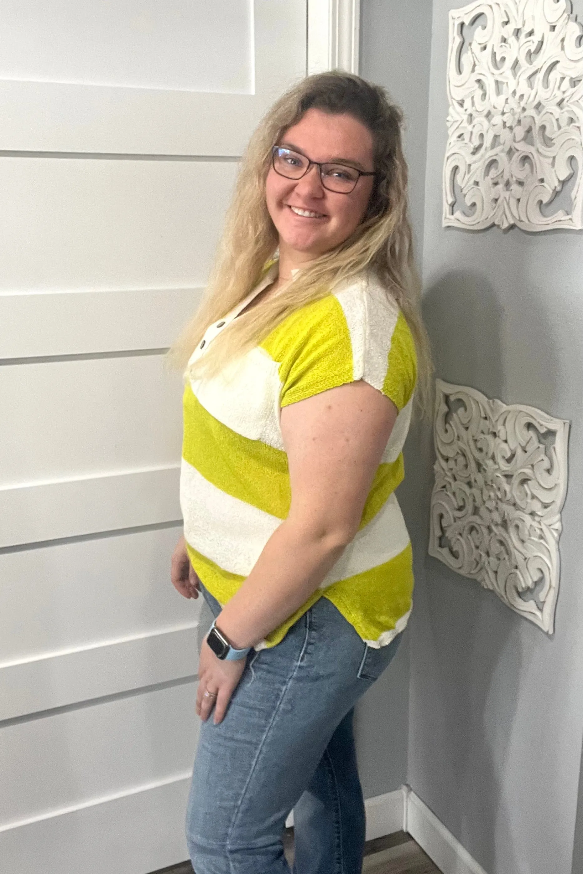 Georgia Striped Henley Sweater