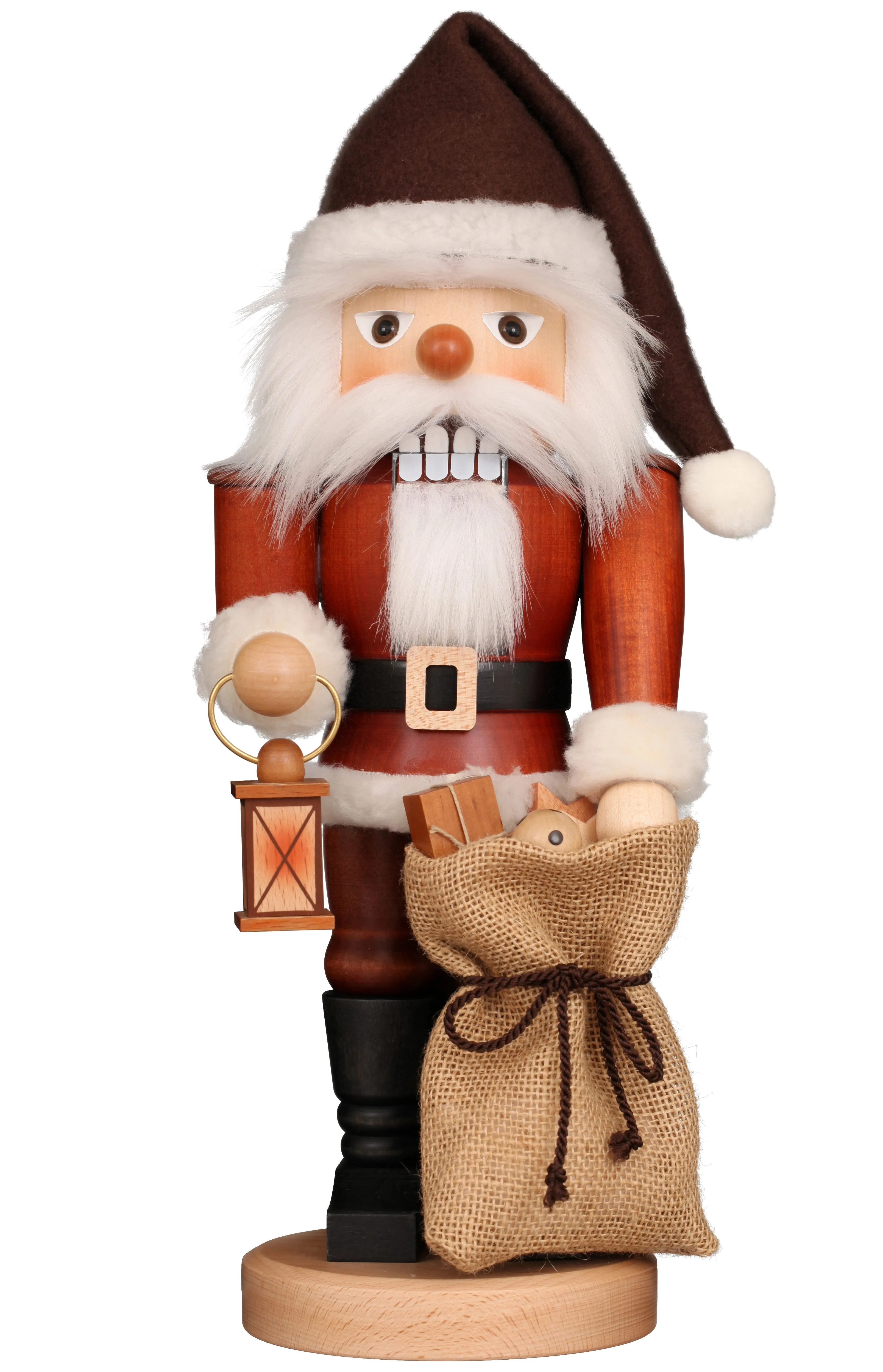 German Nutcracker : Large Santa with Lantern, Natural Finish