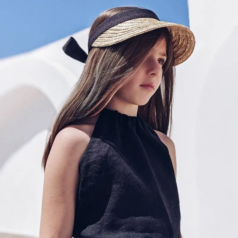 Girls Sleeveless Backless Casual Linen Dress - Black