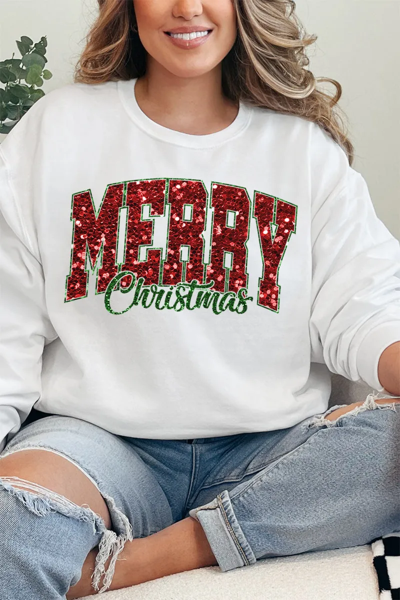 Glitz Merry Christmas Heavy-weight Crew Sweatshirt