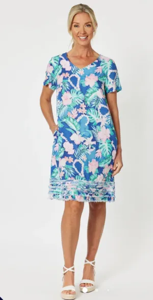 Gordon Smith tropical print linen dress