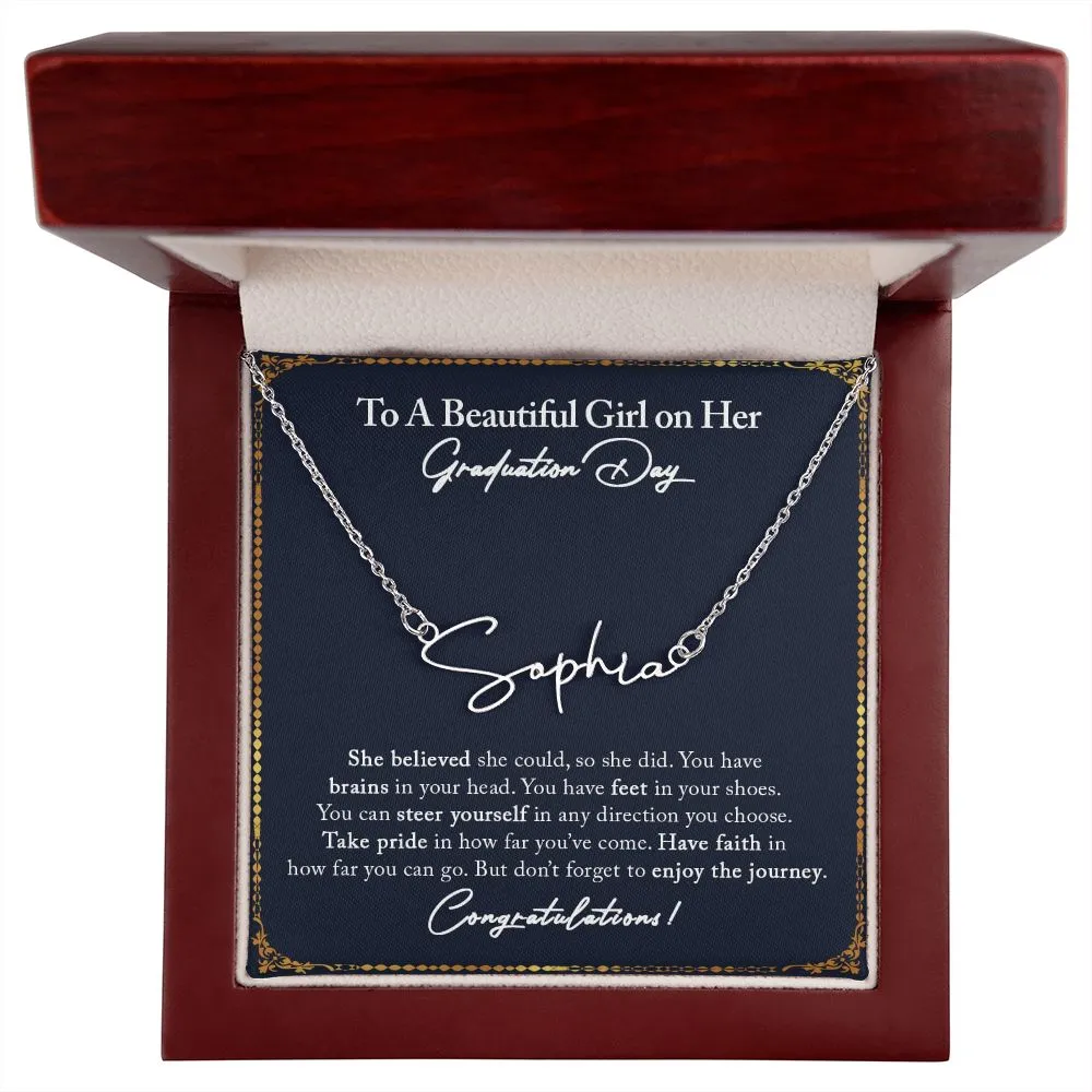Graduation Gifts for Her, Signature Name Necklace for Daughter