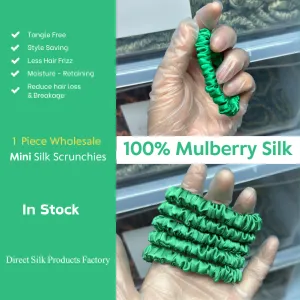 Green silk scrunchies mini Forest
