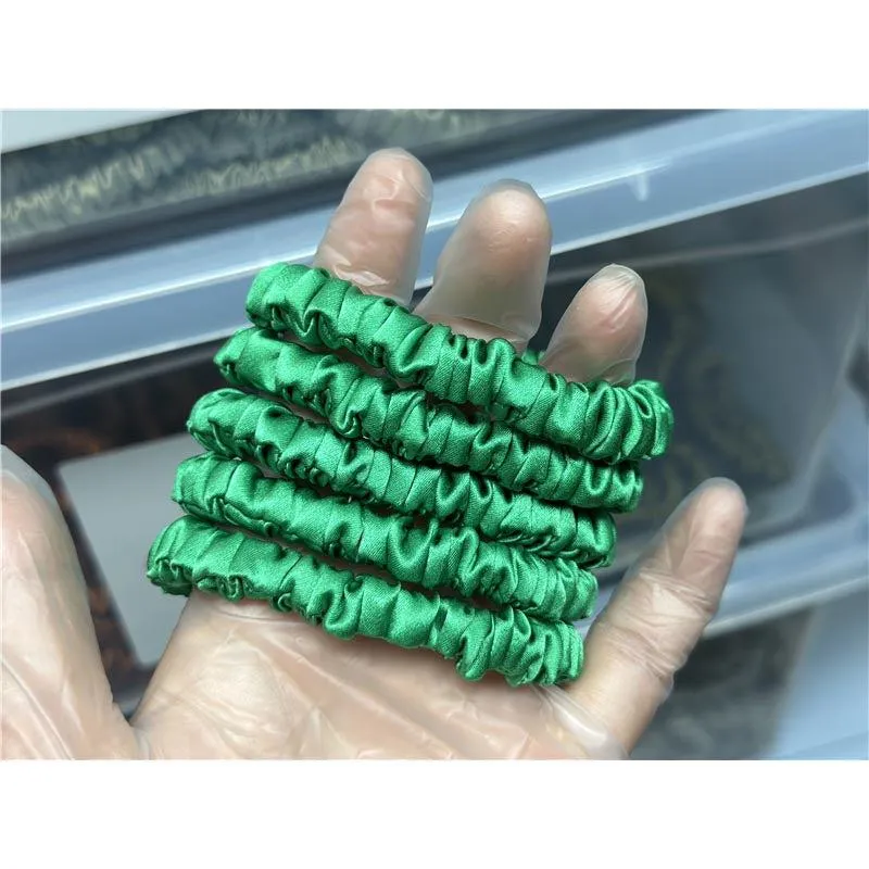 Green silk scrunchies mini Forest