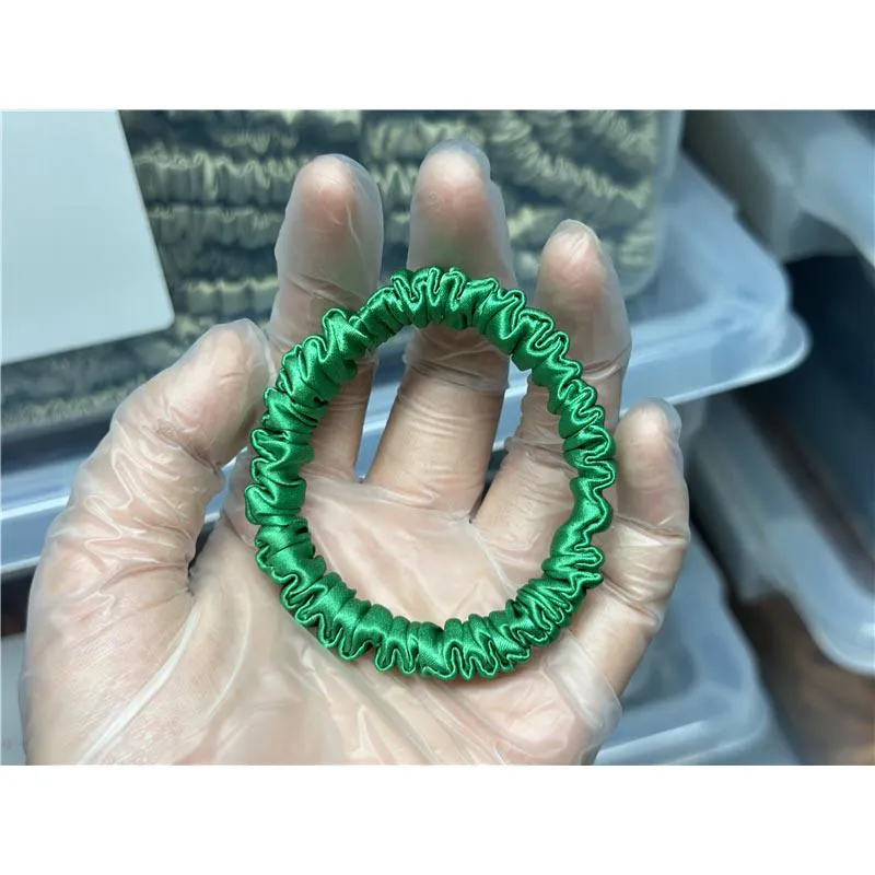 Green silk scrunchies mini Forest