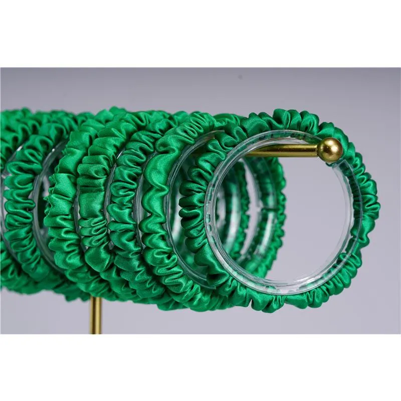Green silk scrunchies mini Forest