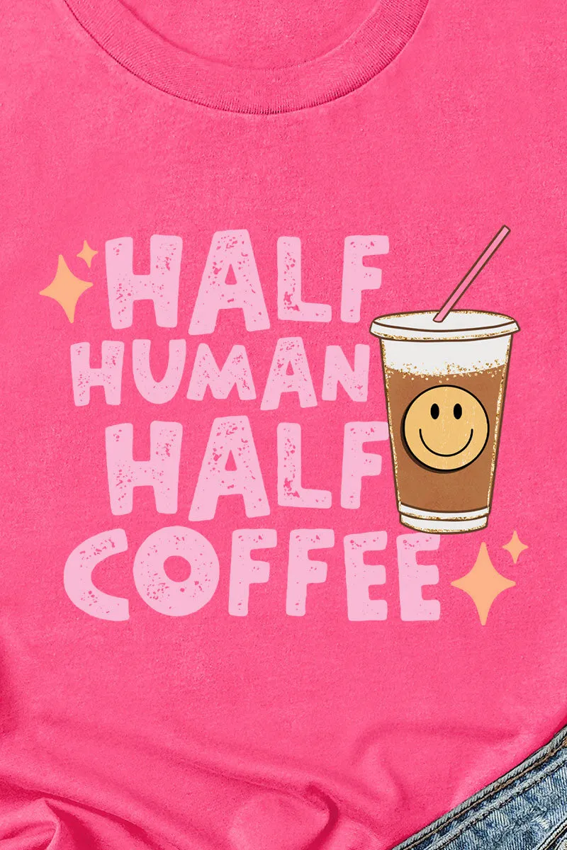 Half Human Half Coffee Short Sleeve Relaxed Fit T-Shirt