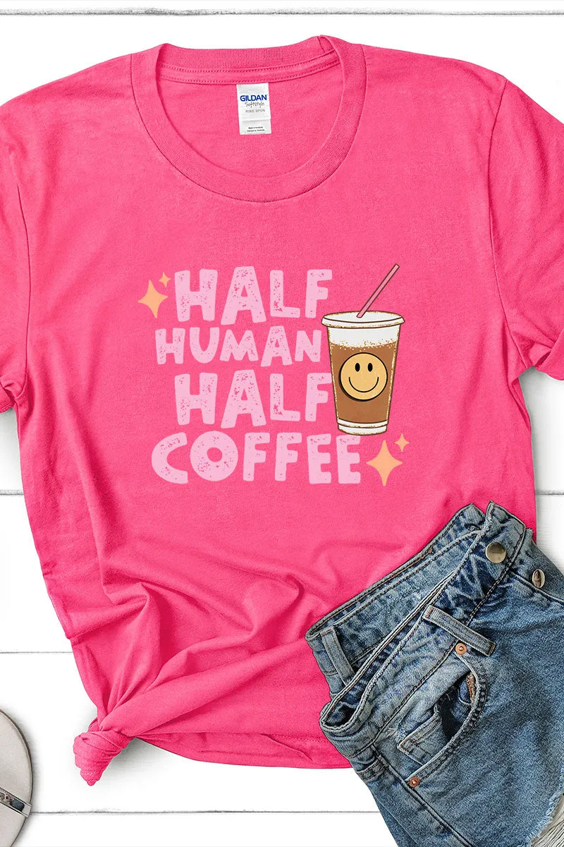 Half Human Half Coffee Short Sleeve Relaxed Fit T-Shirt