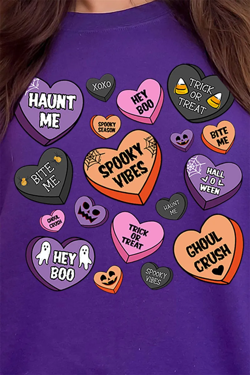 Halloween Candy Hearts Heavy-weight Crew Sweatshirt