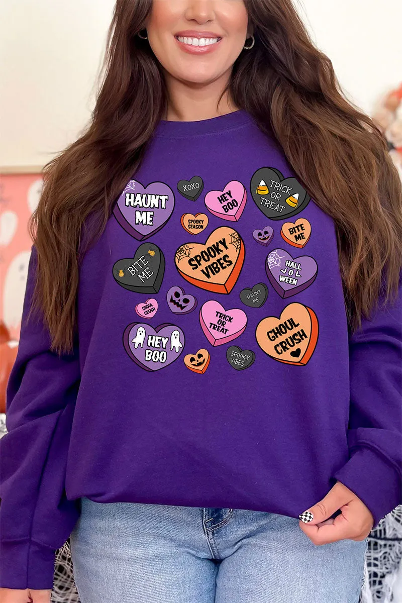 Halloween Candy Hearts Heavy-weight Crew Sweatshirt
