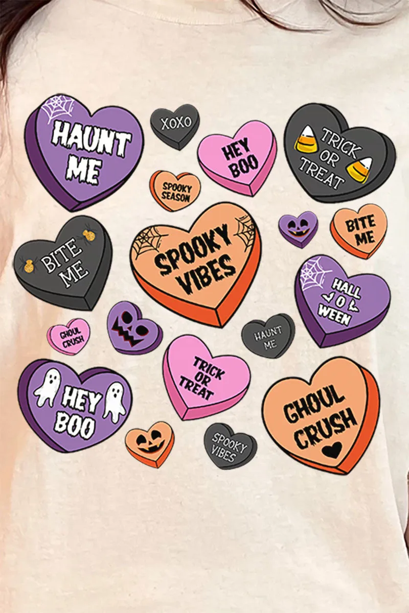 Halloween Candy Hearts Short Sleeve Relaxed Fit T-Shirt