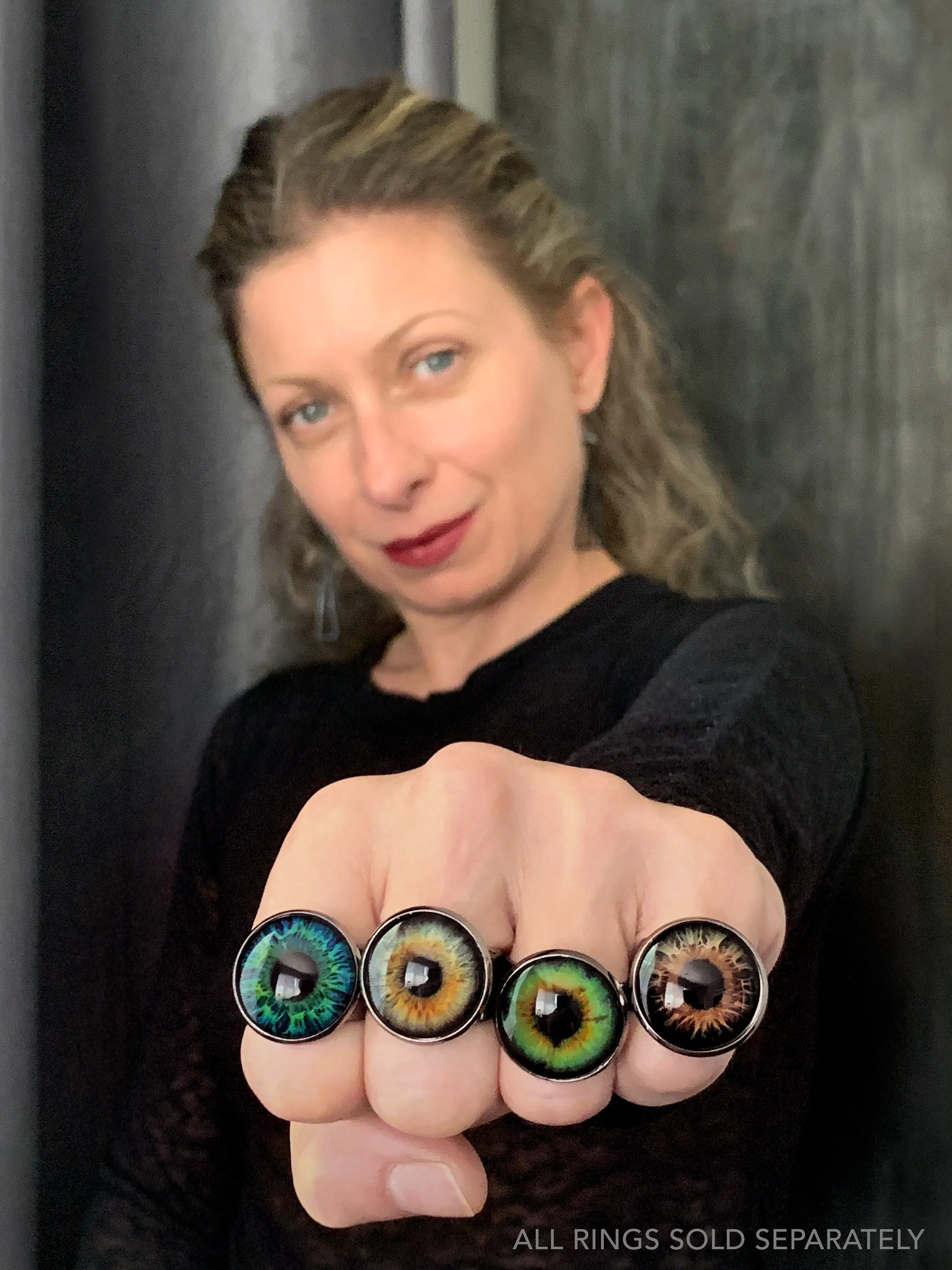 Halloween Light Grey Eyeball Ring - Two Sizes