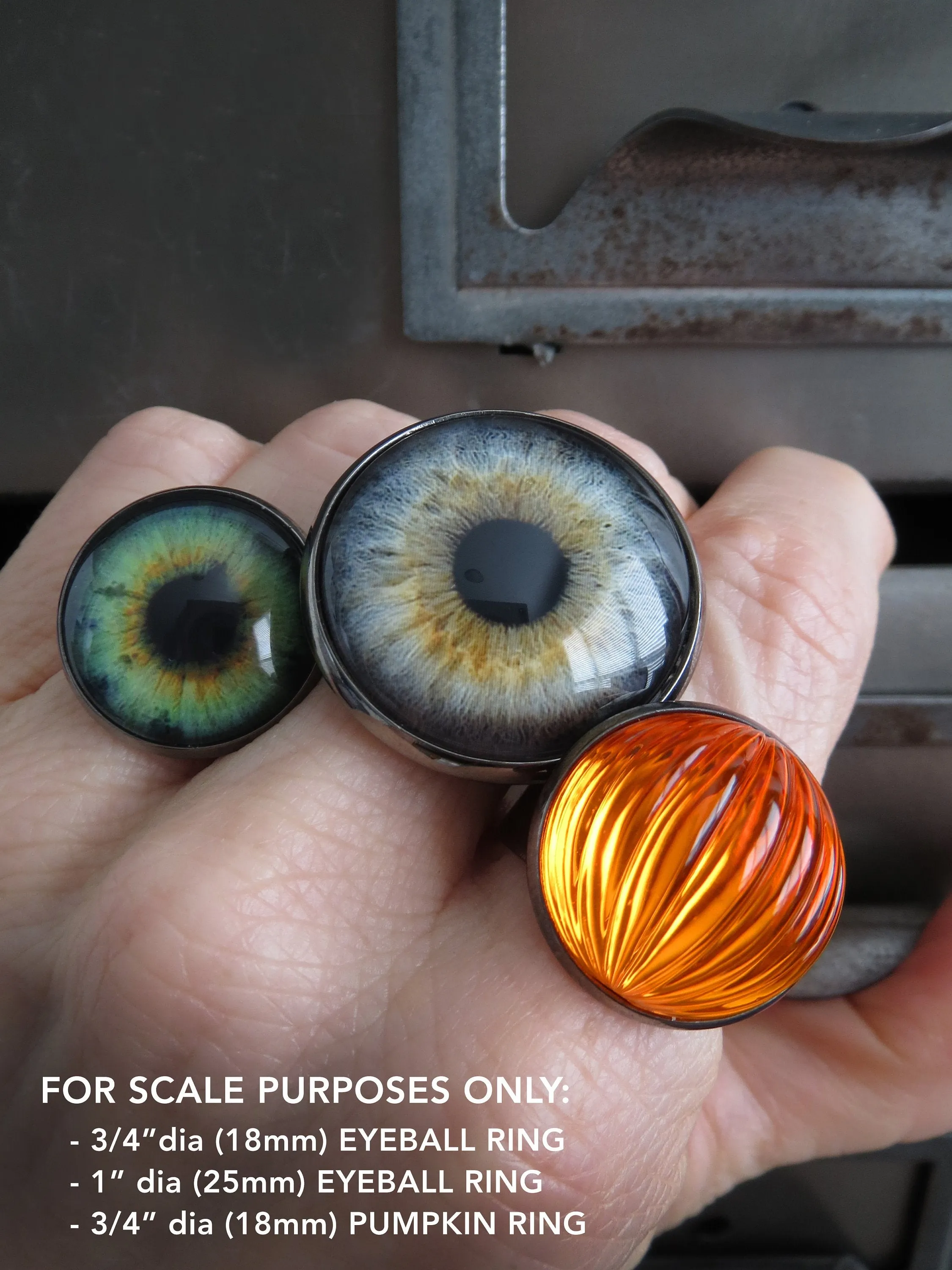 Halloween Light Grey Eyeball Ring - Two Sizes