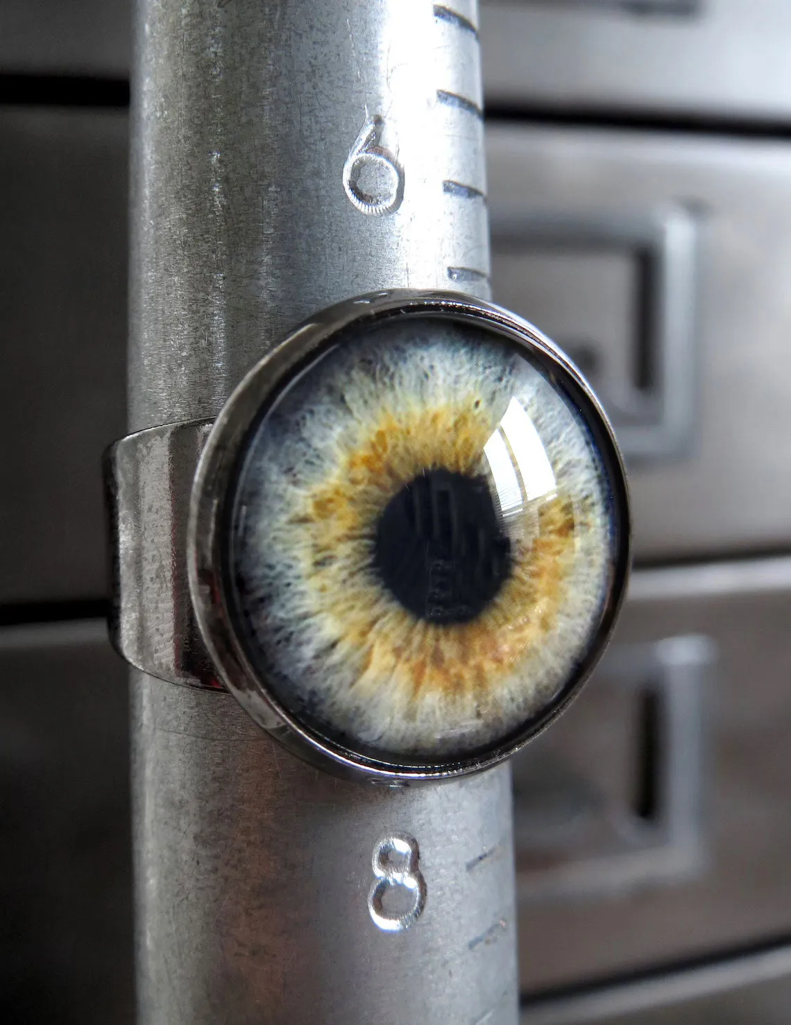 Halloween Light Grey Eyeball Ring - Two Sizes