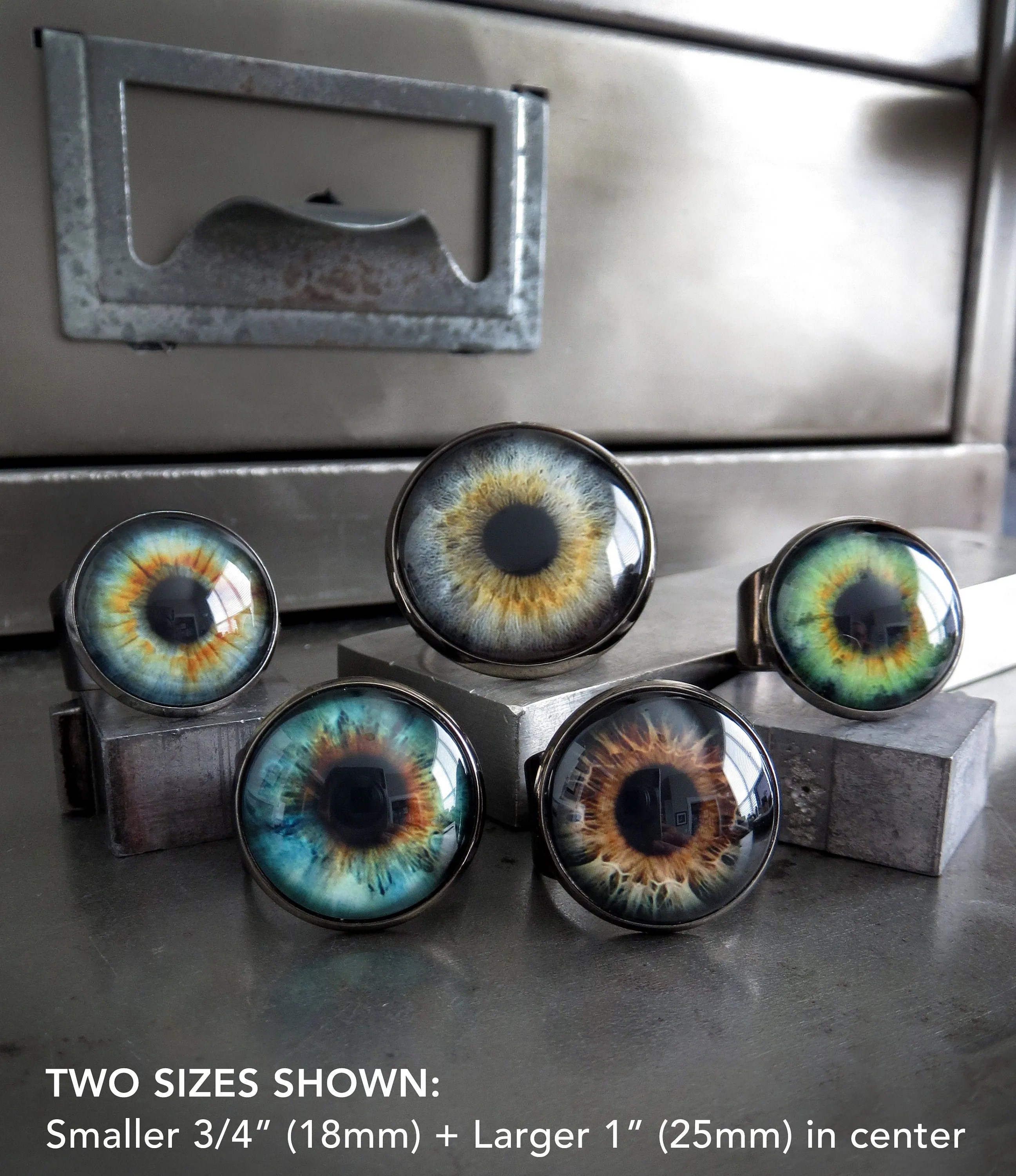 Halloween Light Grey Eyeball Ring - Two Sizes