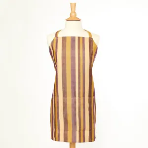 Hand Woven Bib Apron | Mustard & Eggplant Stripes