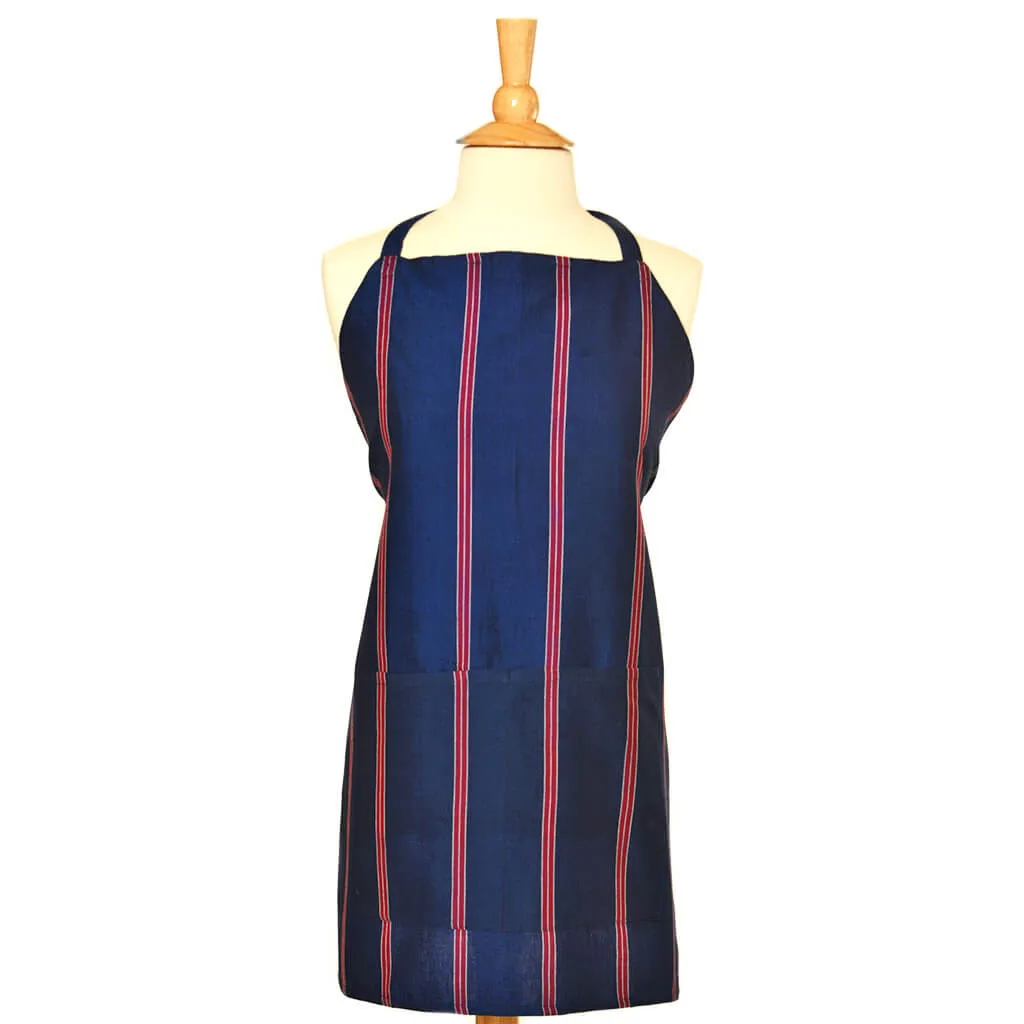 Hand Woven Bib Apron | Red, White & Blues Stripes