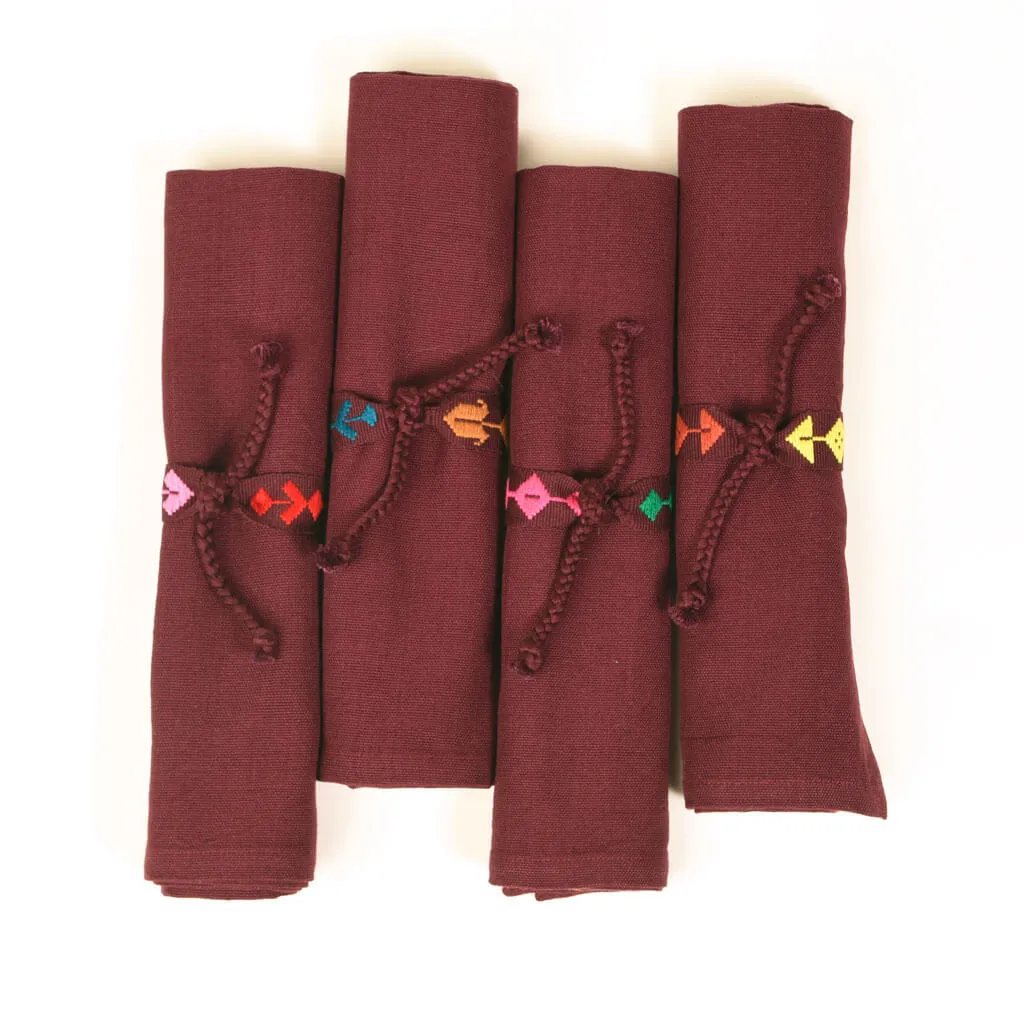 Handwoven Napkin Ties | Eggplant